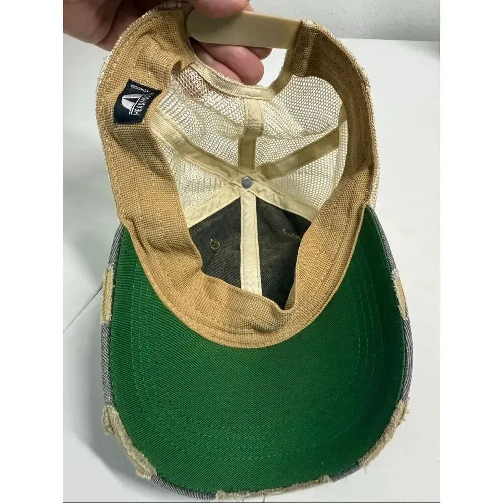 Cat Mom Hat Cap Snap Back Trucker Mesh Distressed Look Brown Beige OSFA Headmost